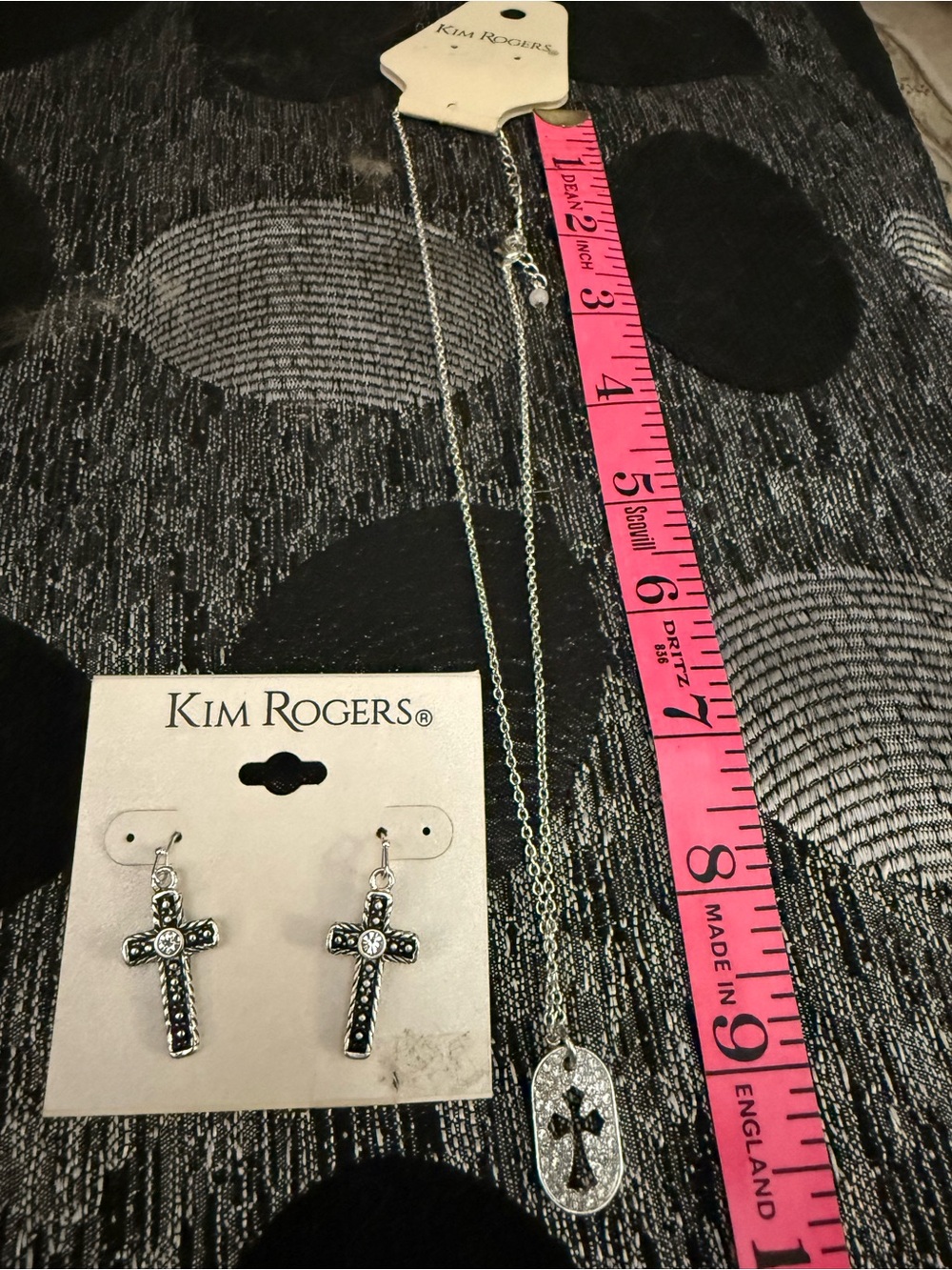 Kim Rogers Silver Cross Necklace and Earring Set